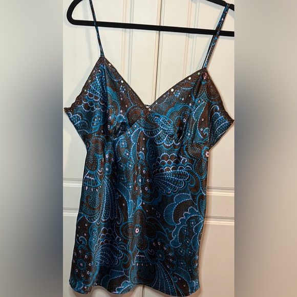 XHILARATION💫 Women’s Brown/Teal Floral Lightweight Chemise - Picture 3 of 12